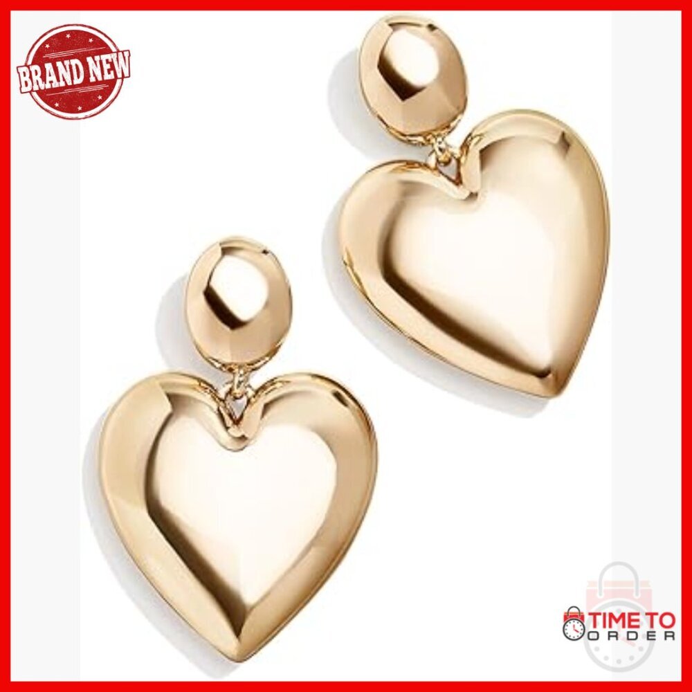 Gold Plated Heart Drop Earrings Hypoallergenic Fashion Jewelry
